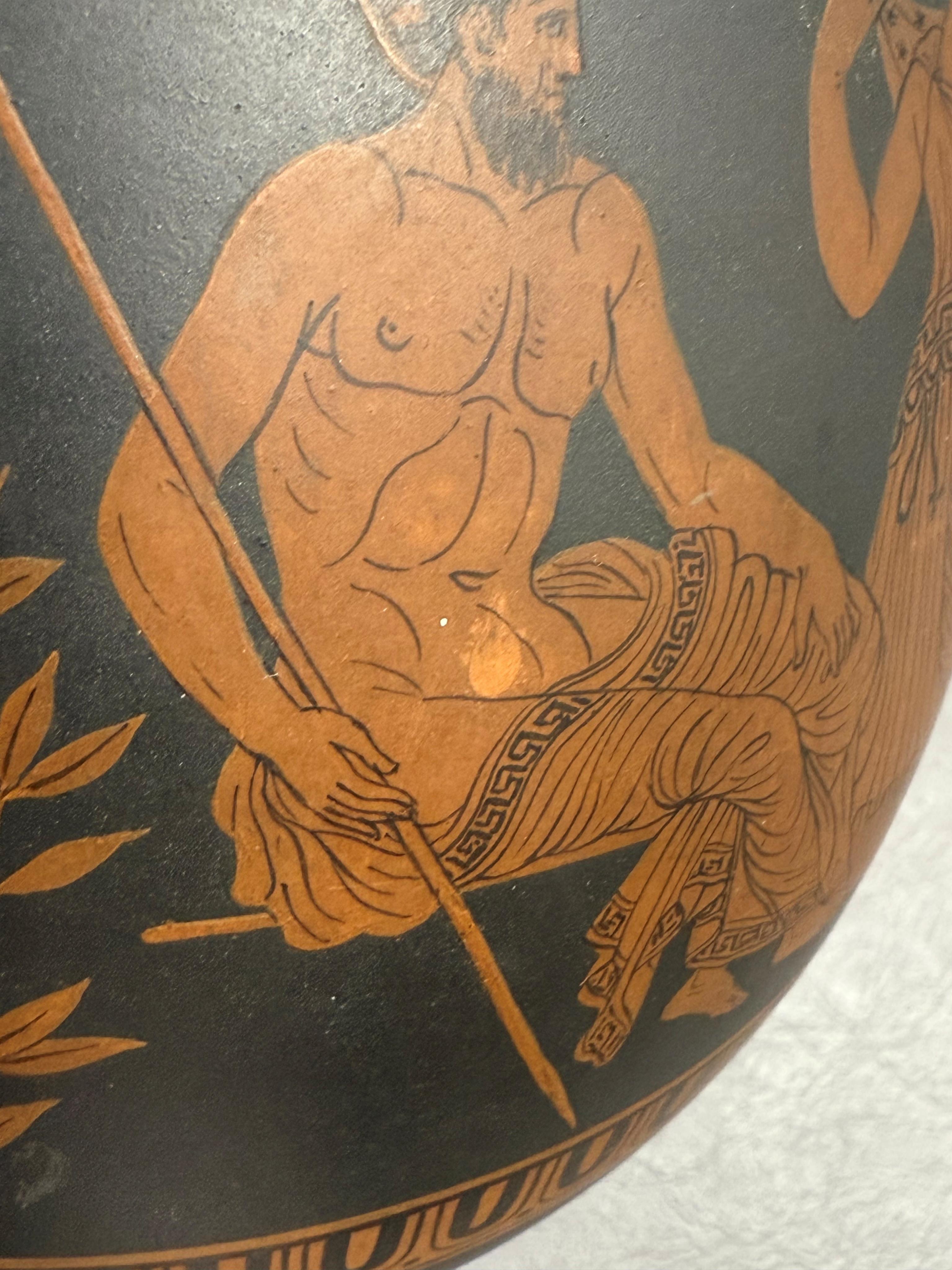 A rare Wedgwood encaustic decorated black basalt two handled baluster vase, late 18th century